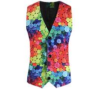 Gilet de costume pour homme avec motif multicolore - Gilet business décontracté - Coupe ajustée - Pour affaires de mariage - Élégant - Gilet de costume pour homme - Gilet d'affaires, gilet d'affaires,