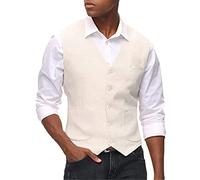 Gilet de costume pour homme en denim bleu col en V solide et fin pour mariage formel décontracté, ivoire, XXXL