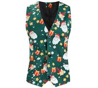 Gilet de Costume pour Homme - Gilet sans Manches Classique Hommes - Coupe Ajustée - Col en V - Motif Géométrique 3D - Imprimé Notes de Musique - Style Rétro - élégant - Fantaisie- Costume de Fête