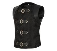 Gilet de costume pour homme - Style gothique médiéval - En cuir - Style gothique - Steampunk - Veste de motard à une ouverture unique - Veste de bal de fin d'année - Veste de performance Renaissance