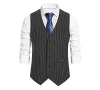 Gilet de costume pour homme vintage rétro élégant slim fit basique gilet rayé élégant gilet d'affaires décontracté chemises sans manches gilet pour homme pour mariage, gris foncé, XL