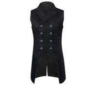 Gilet de costume steampunk pour homme, noir, vintage, gothique, Tuxedo, sans manches, style médiéval, victorien, double boutonnage, classique, traditionnel, pour mariage, tendance, Halloween, costume