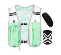 Gilet de course de nuit - Gilet d'hydratation de sport réglable avec bandeau et dragonne - Gilet de course respirant - Pour homme et femme - Pour le fitness, la marche, le sentier, le cyclisme