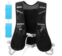 Gilet de course pour homme et femme : WIYETY Sac à dos d'hydratation réfléchissant ultra léger avec 2 bouteilles d'eau de 480 ml, gilet d'hydratation réglable pour la course, le cyclisme, les