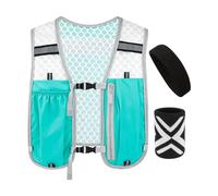 Gilet de course réfléchissant - Gilet d'hydratation en polyester 40 cm 200 g | Gilét haute visibilité avec bandeau, conception légère et réglable, équipement de sécurité pour la course à pied | Cyclis