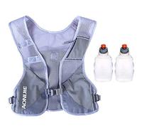 Gilet de Course Réfléchissant Sac d'Hydratation Trail Veste Running Sac à Dos Léger pour Marathon Randonnée Vélo Randonnée Sac à Dos d'hydratation (Gris - avec 2 flacons de 250ml)
