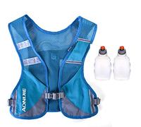 Gilet de Course Réfléchissant Sac d'Hydratation Trail Veste Running Sac à Dos Léger pour Marathon Randonnée Vélo Randonnée Sac à Dos d'hydratation (Bleu - avec 2 flacons de 250 ML)