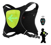 Gilet de Cyclisme de Sécurité à LED avec Indicateur de Direction Télécommande Sans Fil Sac à Dos de Vélo Lumineux Clignotant Pack de Vélo Réfléchissant pour le Cyclisme de Nuit la Course à Pied(Jaune)