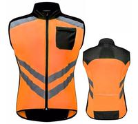 Gilet De Cyclisme Homme Femme Gilet De Course à Pied Réfléchissant Gilet Sans Manche Veste Imperméable Coupe-vent Gilets VTT Respirant Gilet De Vélo De Montagne Pour Cyclisme Jogging,Orange/A-L