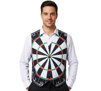 Gilet de fléchettes pour adultes - Petit - Gilet élégant avec imprimé de cible audacieuse sur le devant et le dos - Costume de pub pour homme