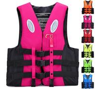 Gilet De Flottabilité pour Femmes avec Ceinture Réglable, Bandes Réfléchissantes, Sifflet, Gilet De Sauvetage pour Filles pour Garçons pour Le Kayak, Les Sports Nautiques,L,Pink