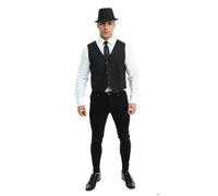 Gilet de gangster - PTIT CLOWN - Noir à rayures blanches - Homme - Rayures verticales - Tailles S/M L/XL S/M