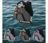 Gilet de Kayak pour Adulte avec Multipoches Veste de Flottaison Ajustable pour Plaisance Natation Sports Nautiques en Plein Air(Orange)