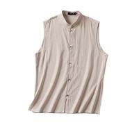 Gilet de Kung Fu pour homme sans manches Chinois Gilet Tang Costume d'arts martiaux Uniforme respirant pour fête de mariage, Beige 1, XL