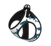 Gilet de laisse pour petits chiens, réglable et confortable, motif requin avec différents gestes imprimés