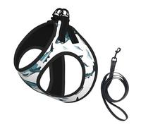Gilet de laisse pour petits chiens, réglable et confortable, motif requin avec différents gestes imprimés