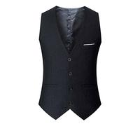 Gilet de Mariage Élégant pour Homme - Costume Noir 4XL - Smoking Formel Vintage - Coupe Ajustée Sans Manches - Moderne avec Poches