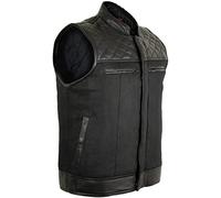 Gilet de motard en textile avec épaules matelassées en diamant, Noir , L