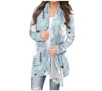 Gilet de Noel Femme Tunique Elegant Cardigan Chic Et Elegant Rennes Duo Paillettes Christmas Veste Chaude Interieur Assorti Pull en Laine Hiver Col V Pull de Noel Femme Bleu Clair 4XL