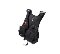Gilet de Pêche à la Mouche avec Ceinture Réglable et Fermeture Éclair, Sifflet, Veste Multi-Poches for Kayak, Canoë, Pêche à la Voile(Black)