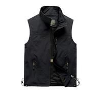 Gilet de pêche boutonné pour homme avec poches zippées dissimulées et rabat de rangement, gilet utilitaire d'extérieur sans manches, style vintage, idéal pour la photographie de paysage et