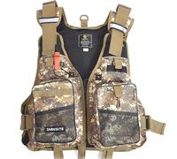 Gilet de Pêche en Plein Air Gilet de Sauvetage Ajustable pour Adulte avec Multiples Poches pour Kajak Pêche Canoë Vélo Nautique et Sports Nautiques(Yellowcamouflage)