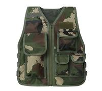 Gilet de Pêche pour Enfant Garçon Fille Gilet Photographe Multipoches Camouflage Veste sans Manches Manteau Réglable Jeux Extérieurs de Chasse de Combat Camping