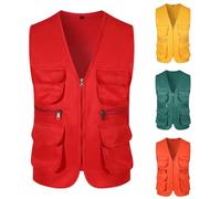 Gilet de pêche pour homme - Utilitaire, travail, safari, voyage - Avec poches multiples - Pour l'été et l'extérieur, Gilets de pêche jaunes pour hommes, L