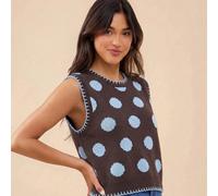 Gilet de pull d'été à col rond avec plusieurs points de couture et pois, vacances de printemps, style campagnard pour femmes, été, plage L,M,S,XL,XSGéométriqueTricots