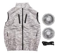 Gilet de refroidissement d'été avec ventilateur blanc détachable USB, gilet de travail pour le jardinage, Camouflage blanc XXL