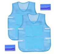 Gilet de refroidissement, lot de 2 gilets refroidissement avec 8 blocs glace réutilisables, gilet en maille pour températures extrêmes et utilisation en extérieur, bleu, pour