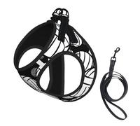 Gilet de remorquage pour petits animaux de compagnie avec ballon de volley-ball noir et blanc, sangles réglables, facile à promener, sangles douces et respirantes, convient aux petits chiens et chats,