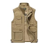 Gilet de reporter classique en coton pour homme sans manches avec poches multiples, 2, XXXXL