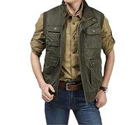 Gilet de reporter classique en coton pour homme sans manches avec poches multiples, 4, XXXL