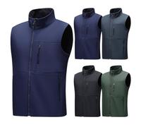 Gilet de safari pour homme - Léger - Softshell - Coupe-vent - Sans manches - Imperméable - Pour cyclisme, course à pied, randonnée, golf, voyage, gris foncé, M