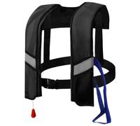 Gilet de sauvetage à gonflage automatique en nylon 150 N avec boucle réglable avec bandes réfléchissantes et sifflet tube supplémentaire pour adultes, enfants, sans réservoir d'essence (taille unique