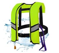 Gilet de sauvetage à gonflage automatique en nylon 150 N avec boucle réglable avec bandes réfléchissantes et sifflet tube supplémentaire pour adultes, enfants, sans réservoir d'essence (taille uniq