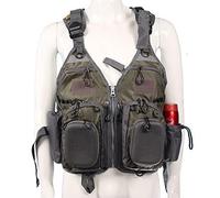 Gilet de Sauvetage de Pêche avec Poches et Sangles Réglables, Gilet de Natation Flottant pour la Pêche en Kayak, la Navigation de Plaisance et Les Sports Nautiques(Green1)