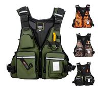 Gilet De Sauvetage De SéCurité Pour La PêChe Gilet De Sauvetage Portable Pour Adulte Avec Plusieurs Poches Fonctionnelles Pour La Natation L'éQuipement Aquatique Le Bateau Le Kayak(Military Green)