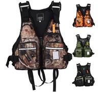 Gilet De Sauvetage De SéCurité pour La PêChe Gilet De Sauvetage Portable pour Adulte avec Plusieurs Poches Fonctionnelles pour La Natation L'éQuipement Aquatique Le Bateau Le Kayak(Leaf Camouflage)