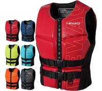 Gilet de Sauvetage en Néoprène pour Adulte, Veste de Flottaison Ajustable avec Ajustement Sûr pour Kayak Plongée Snorkeling Planche À Pagaie Pêche Sports Nautiques(Red,L65-70kg)
