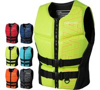 Gilet de Sauvetage en Néoprène pour Adulte, Veste de Flottaison Ajustable avec Ajustement Sûr pour Kayak Plongée Snorkeling Planche À Pagaie Pêche Sports Nautiques(Yellow,L65-70kg)