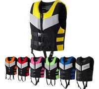 Gilet de Sauvetage en Néoprène pour Adulte, Veste de Flottaison Ajustable avec Ajustement Sûr pour Kayak Plongée Snorkeling Planche À Pagaie Pêche Sports Nautiques(Yellow,XL78-90KG)