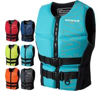 Gilet de Sauvetage en Néoprène pour Adulte, Veste de Flottaison Ajustable avec Ajustement Sûr pour Kayak Plongée Snorkeling Planche À Pagaie Pêche Sports Nautiques(Blue,M58-65kg)