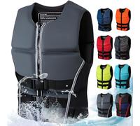 Gilet De Sauvetage en NéOprèNe pour Adultes Et Enfants LéGer Et Flottant Gilet De Natation Aide à La Flottabilité RéGlable(Letter Gray,2XL)