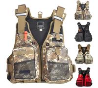Gilet de Sauvetage for Adultes, Gilet de Kayak Léger avec Sangles Réglables, Bandes Réfléchissantes, Sifflet, Aide à la Flottabilité for la Navigation, la Natation et Le Surf(YellowCamouflage)