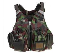 Gilet de Sauvetage for la Pêche, Le Kayak, la Navigation, la Natation et la Voile, Gilet de Flottaison avec Poches, Gilet de Sécurité Réglable for Hommes et Femmes(Grass Camouflage,with Foam)