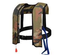 Gilet de Sauvetage Gonflable Automatique 150N, Gilet de Natation imperméable pour Adultes avec des Bandes réfléchissantes siffler, armée Verte sans réservoir d'air
