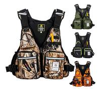 Gilet de Sauvetage pour Adulte Ajustable À Mousse Amovible et Poches Multiples Idéal pour Pêche À la Mouche Káyak Navigation et Sports Nautiques(Camouflage)