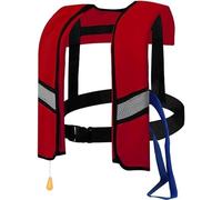 Gilet de Sauvetage pour Adulte Gonflable 150N À Gonflage Manuel Boucle Ajustable Idéal pour Navigation Surf et Sécurité Nautique(Red)